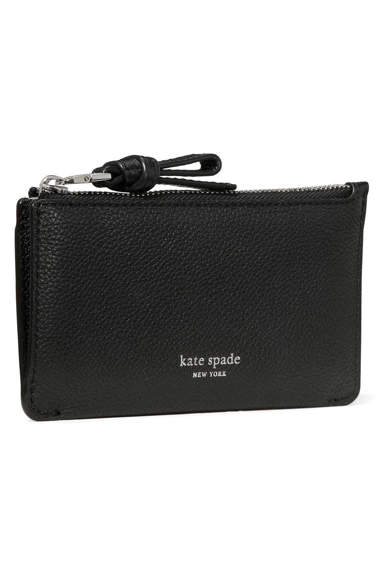 loop pebbled leather card case, Alternate, color, BLACK