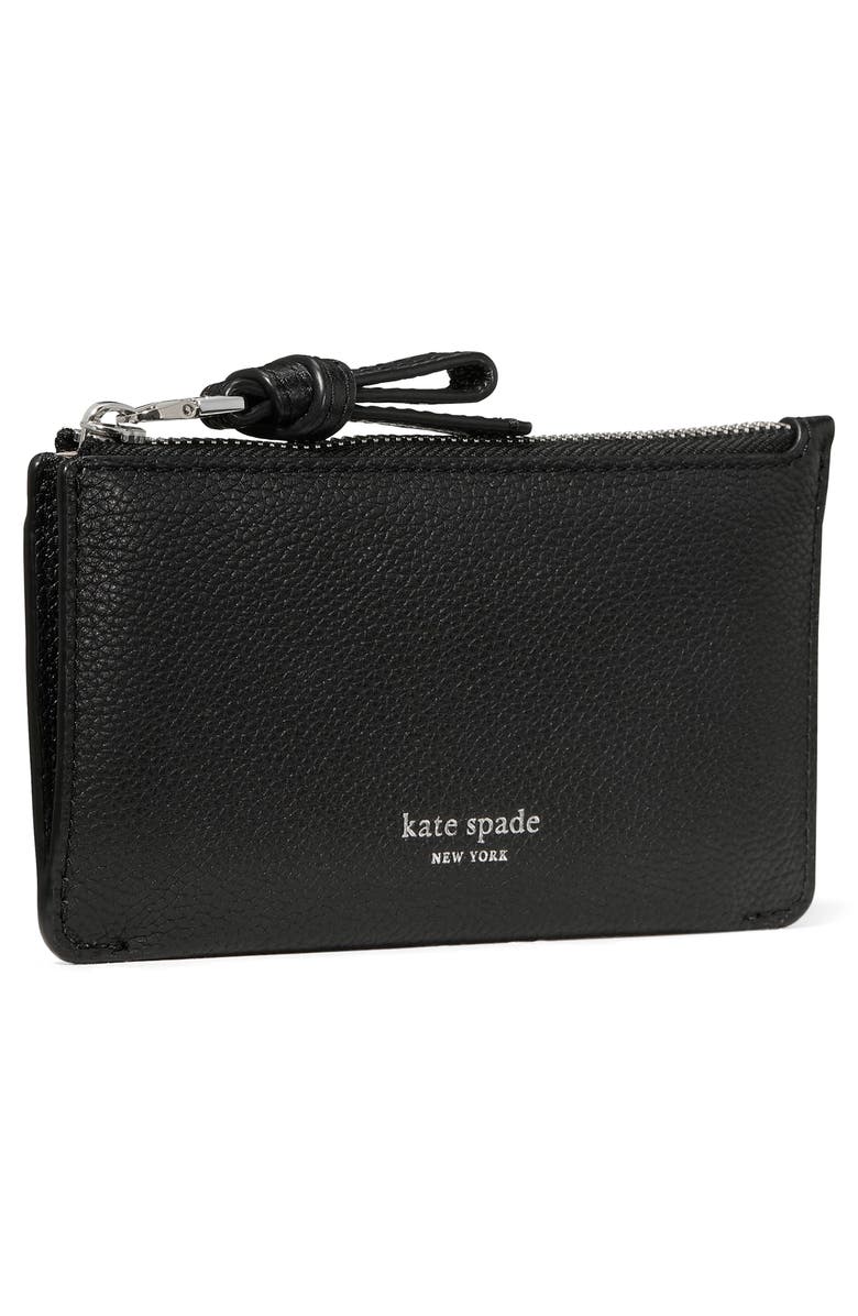 Kate Spade New York loop pebbled leather card case, Alternate, color, Black