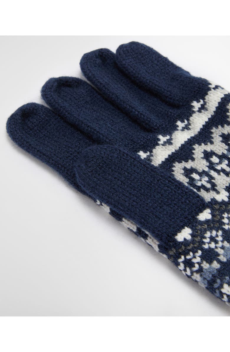 Barbour Marlow Fair Isle Wool-Blend Knit Gloves, Alternate, color, Navy