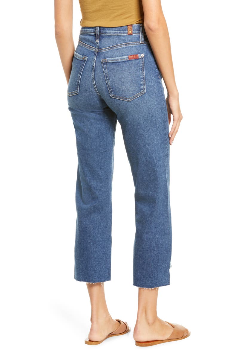 Alexa High Waist Destroyed Hem Crop Wide Leg Jeans, Alternate, color, BLUE SUPER NOVA