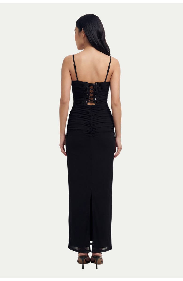 MissPap Premium Tulle Lace Trim Maxi Dress, Alternate, color, Black