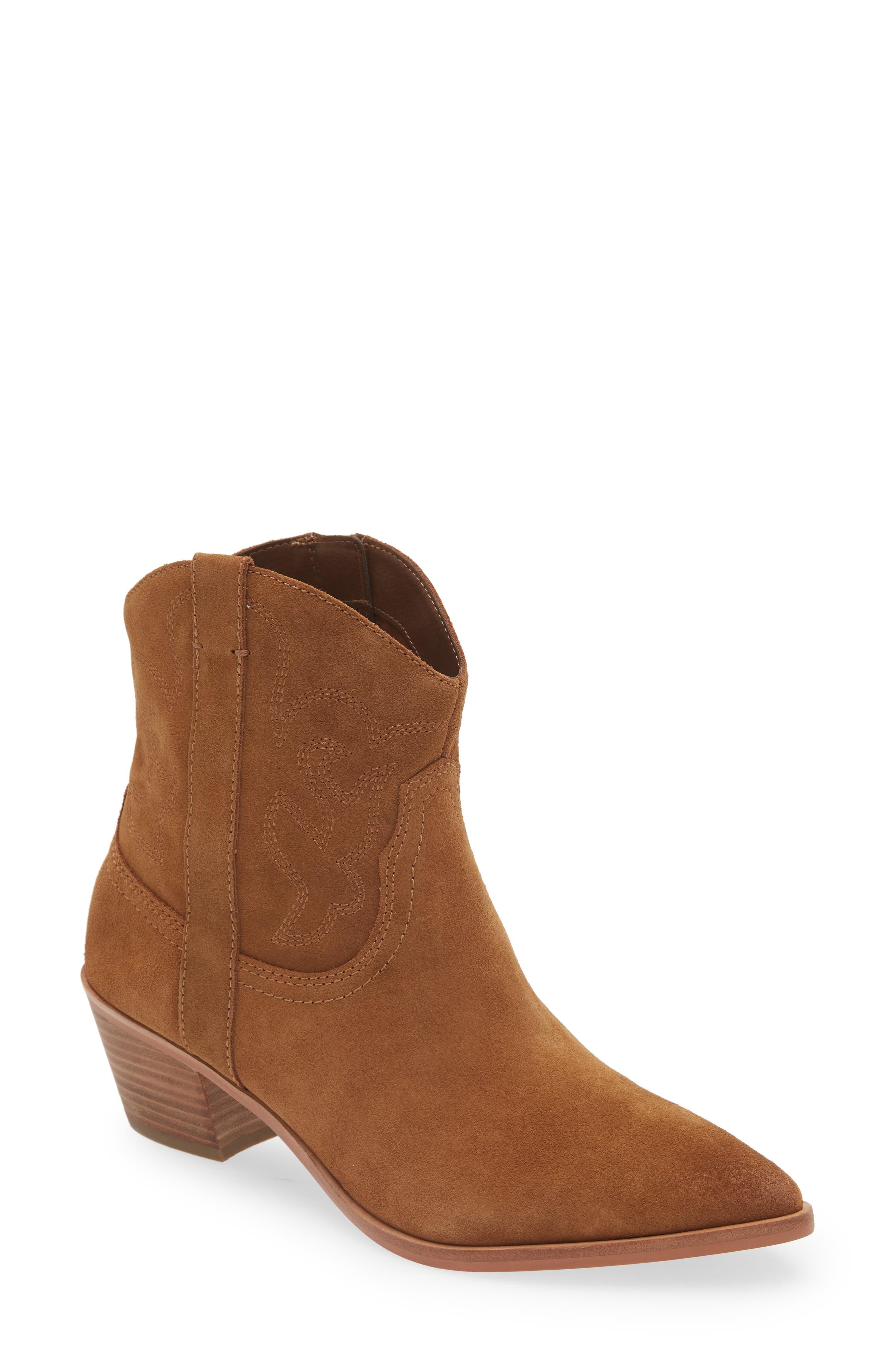 Solow Western Boot, Main, color, DK BROWN SUEDE