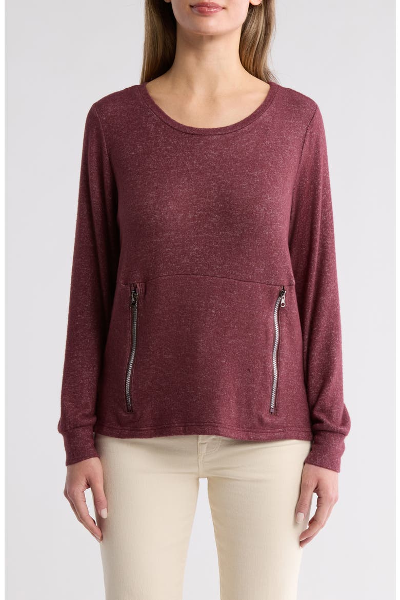 Mavis Zip Pocket Pullover, Main, color, RAISIN
