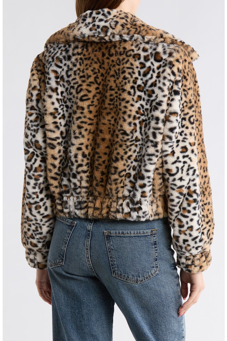 Leopard Print Faux Fur Bomber Jacket, Alternate, color, LEOPARD