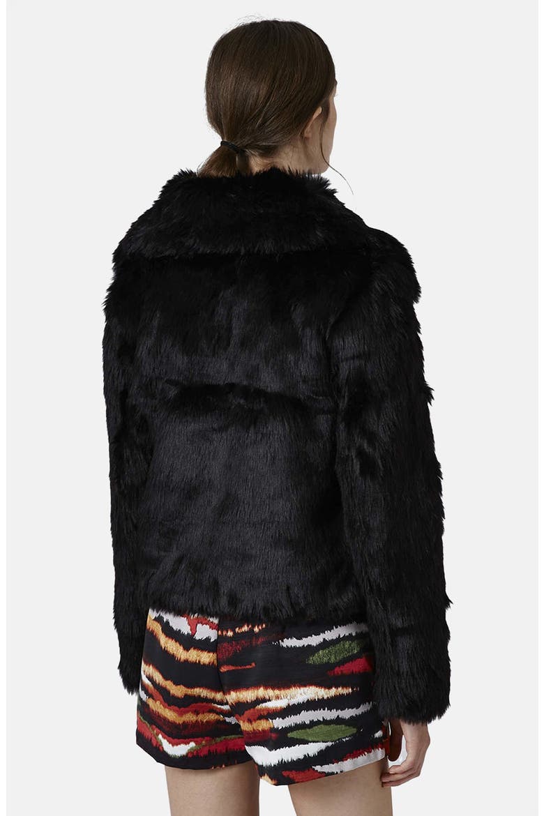 Faux Fur Bomber, Alternate, color, BLACK