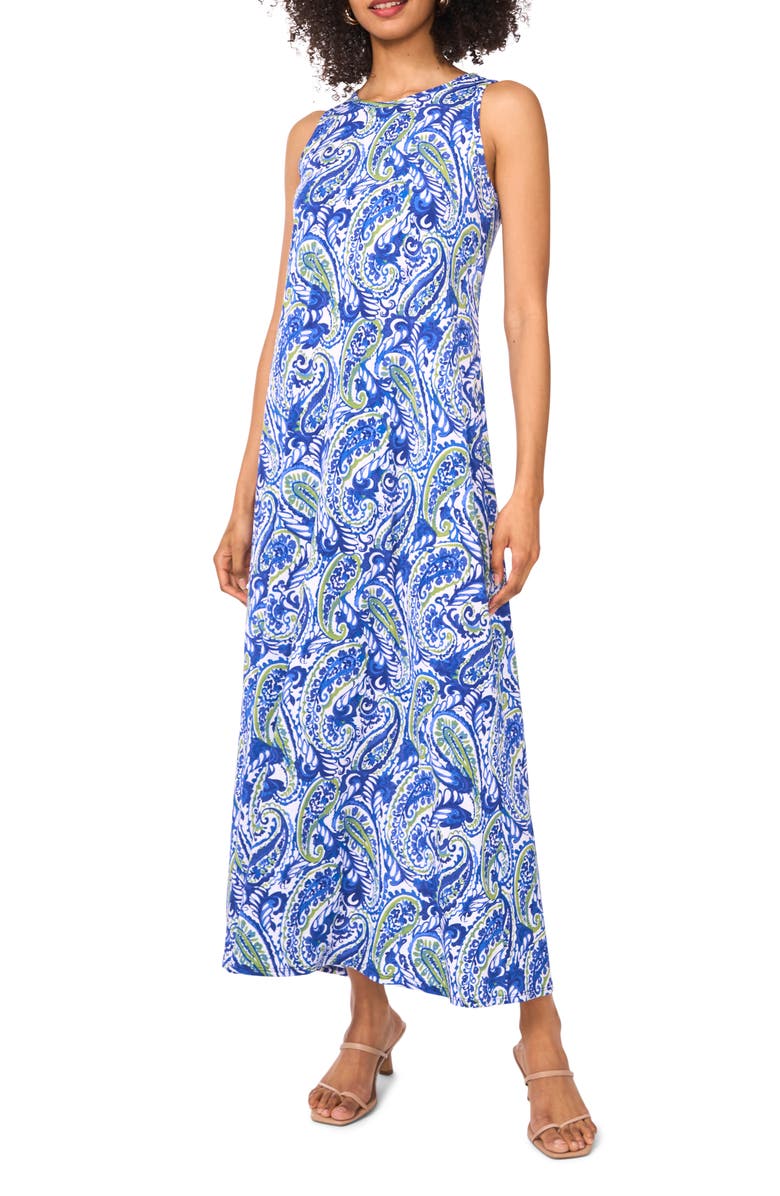 Vince Camuto Printed Sleeveless Jersey Maxi Dress, Main, color, 