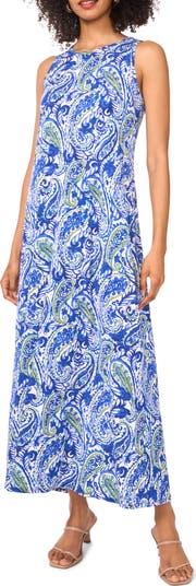 Robe Maxi Sans Manches Coral White - Imprimé Damassé - Taille Regular - Neuf Avec étiquettes - Style Décontracté élégant