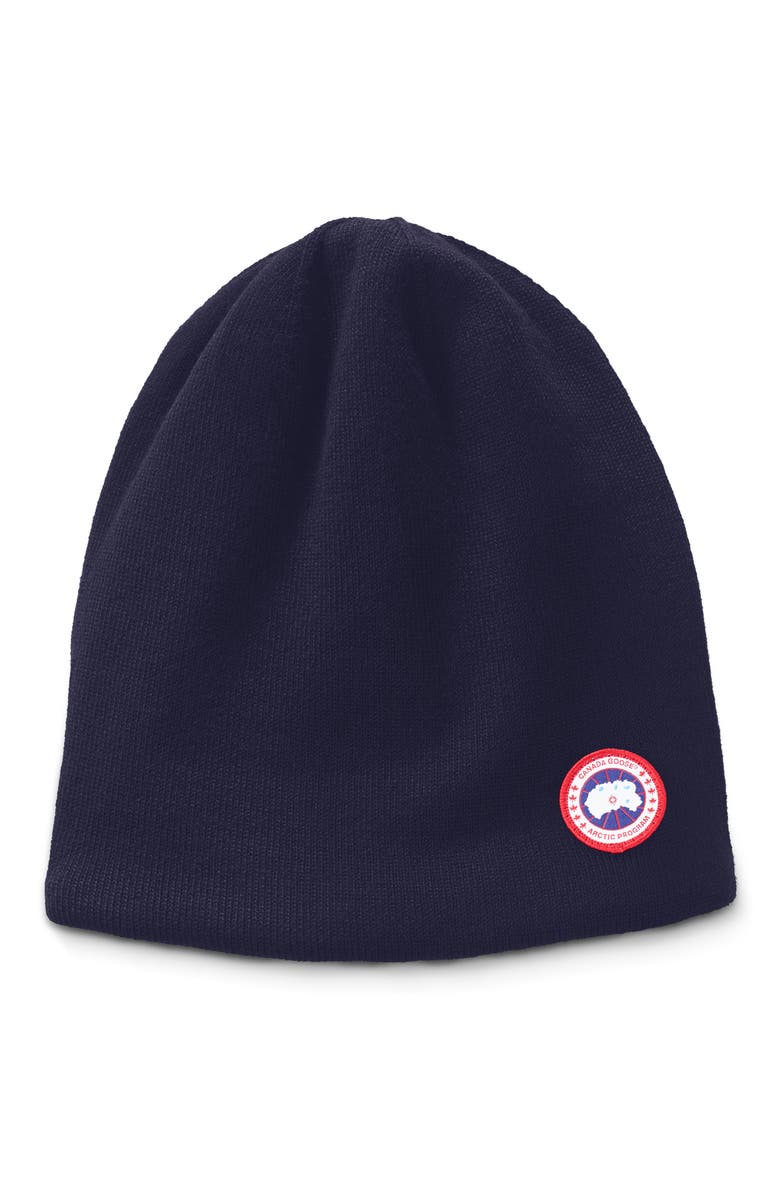 Canada Goose Standard Wool Blend Beanie, Main, color, Navy Heather