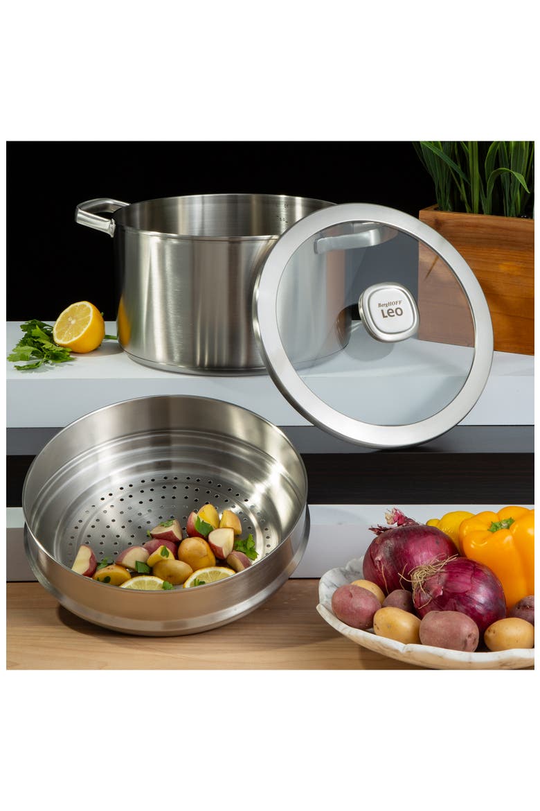 Graphite 3-Piece Recycled Stainless Steel Stockpotck & Steamer Set, Alternate, color, SILVER
