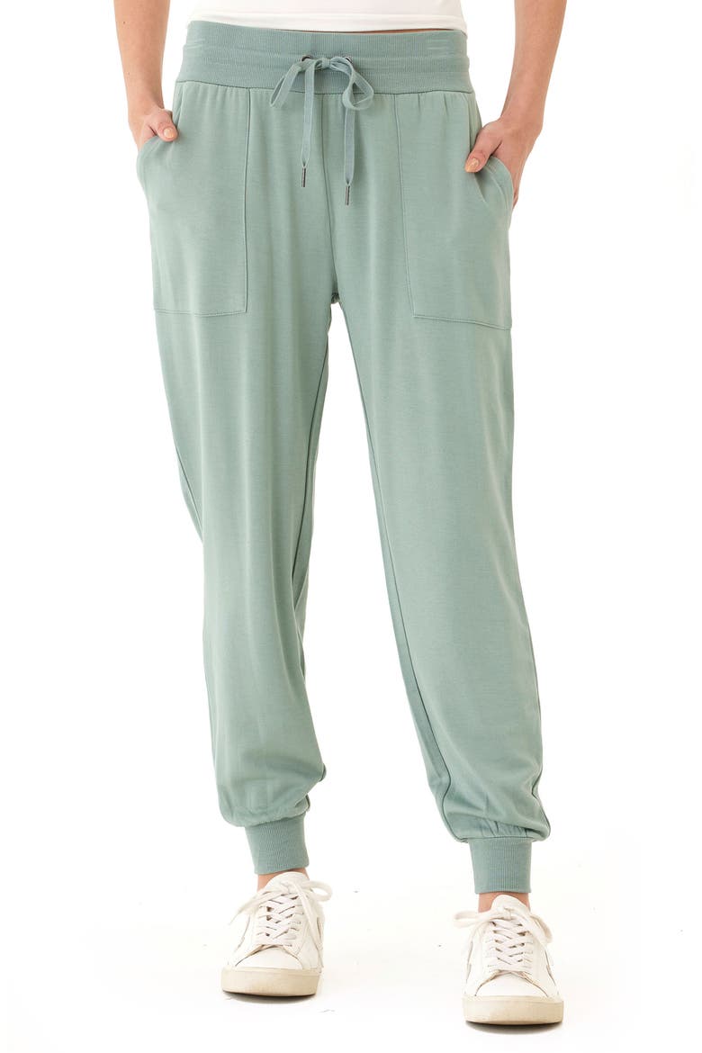 Liara Feather Fleece Pocket Joggers, Main, color, WASABI