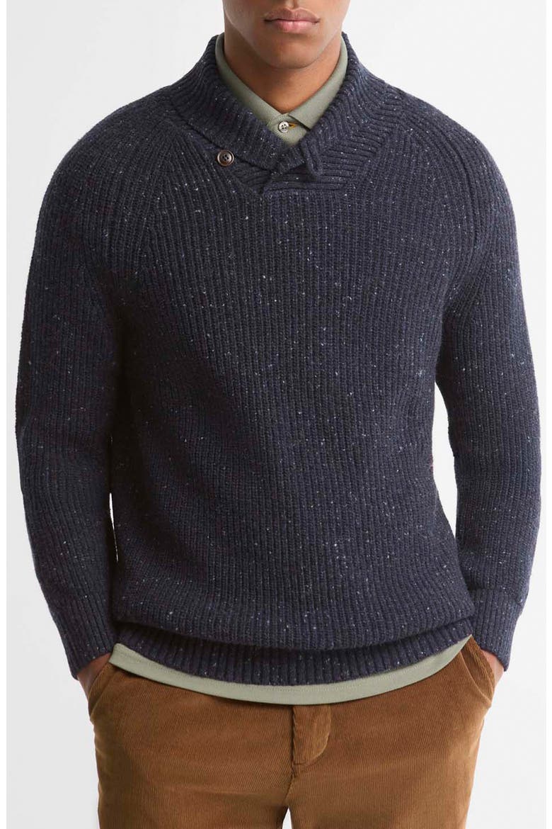Essentials Fleck Shawl Collar Sweater, Main, color, NAVY