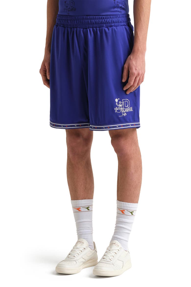 Legacy Embroidered Piqué Soccer Shorts, Main, color, NAVY