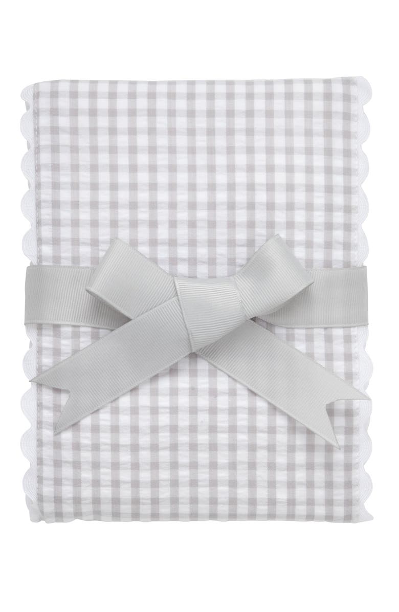 3 Marthas Big Check Fancy Fabric Burp Cloth, Main, color, Gray/White Trim