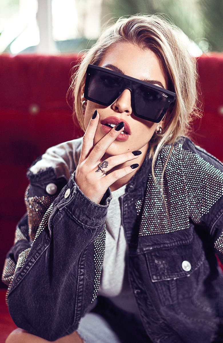 QUAY Hindsight 142mm Shield Sunglasses, Alternate, color, 