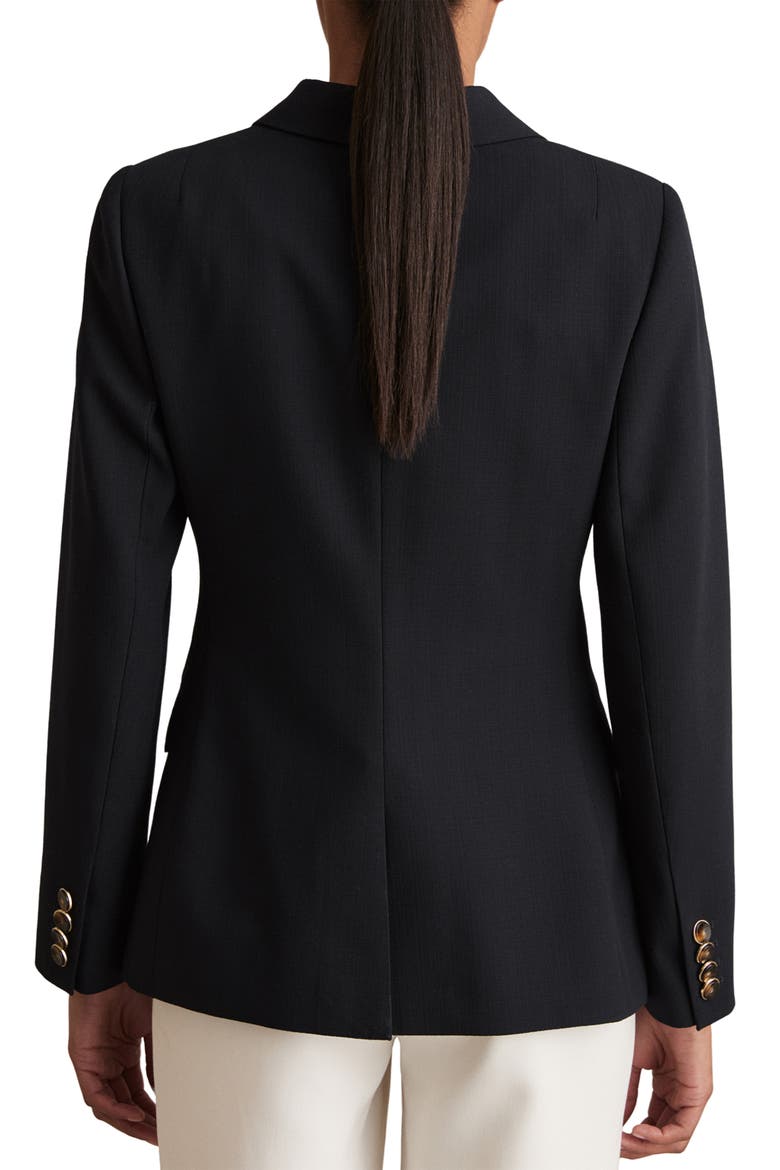 Lia Double Breasted Wool Blend Blazer, Alternate, color, NAVY