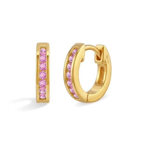 Channel Set Pink Cubic Zirconia Earrings