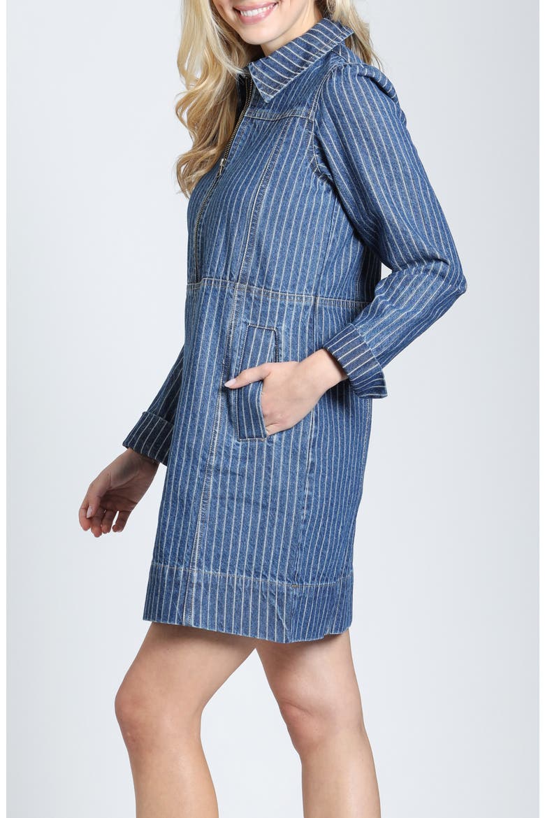 The True Indigo Striped Denim Shift Dress, Alternate, color, RIVER INDIGO
