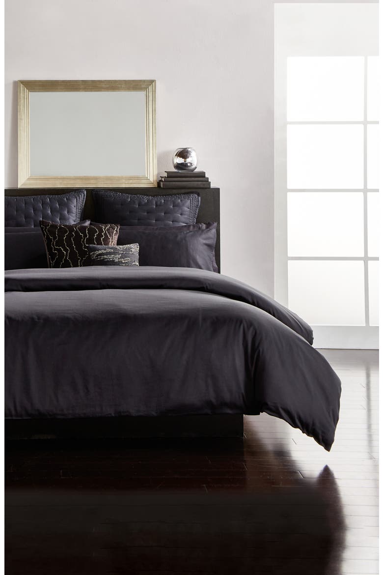 Indulgence Cotton & Silk Duvet Cover & Sham Set, Alternate, color, BLACK