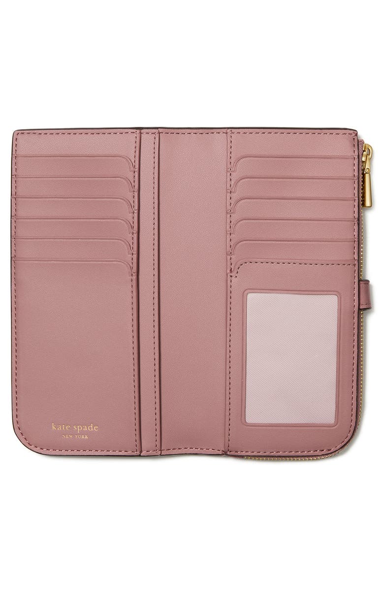 Kate Spade New York deco pebbled leather zip wallet, Alternate, color, Dusk Rose