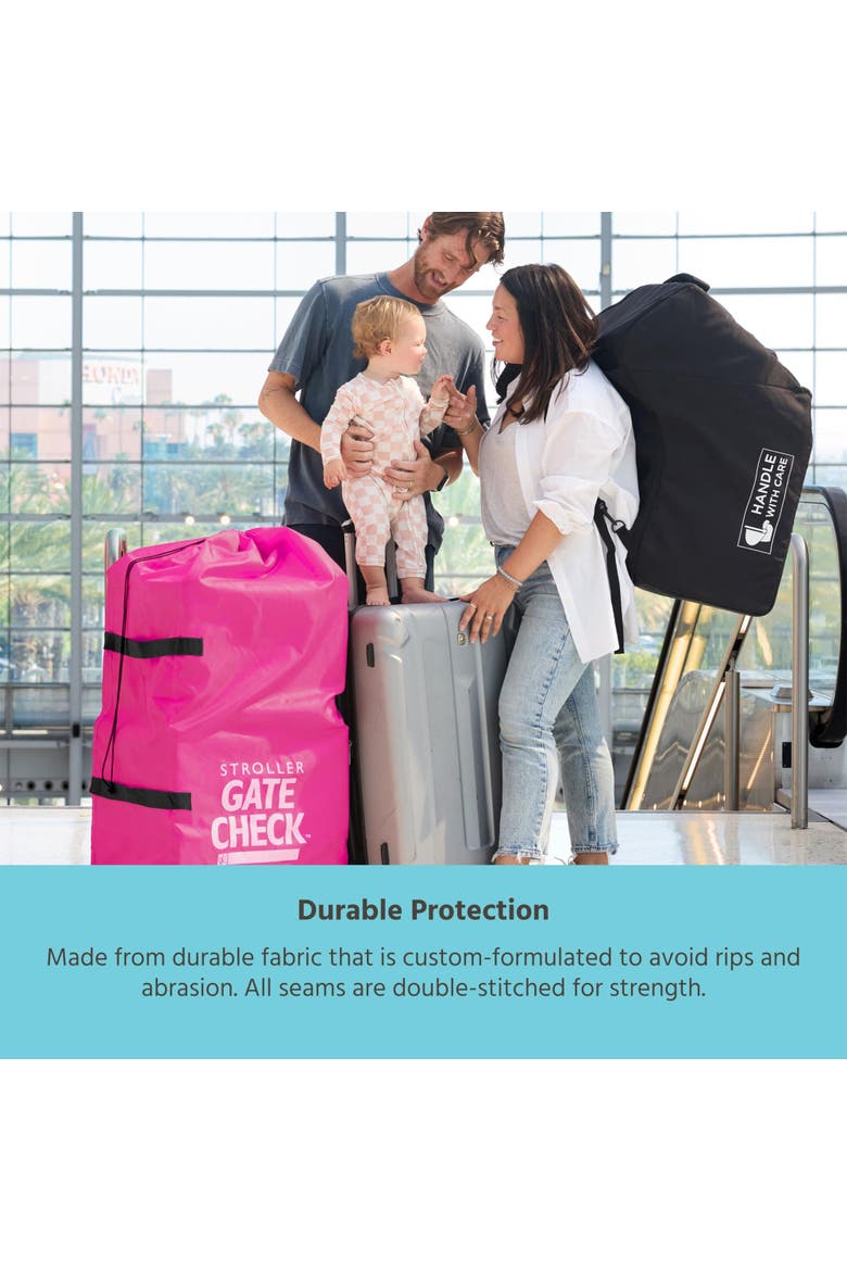 J.L. Childress Gate Check Bag for Single & Double Strollers, Neon Blue, Height 46", Alternate, color, Neon Pink