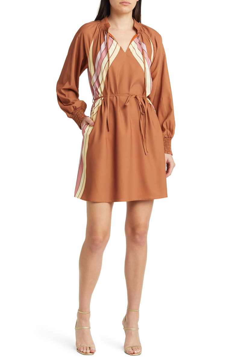 CIEBON Aleina Print Tie Waist Long Sleeve Dress, Main, color, 