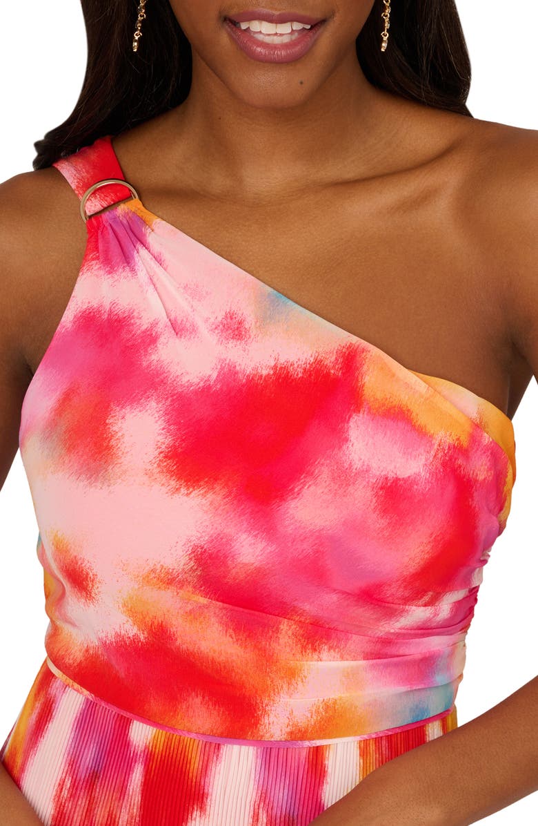 Adrianna Papell One-Shoulder Chiffon Midi Dress, Alternate, color, 