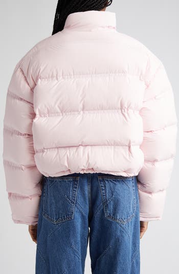 Reflective Logo Crop Down Puffer Coat