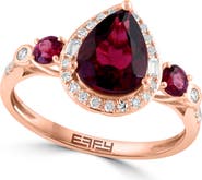 EFFY 14K Rose Gold Rhodolite & Diamond Ring - 0.17ct. - Size 7