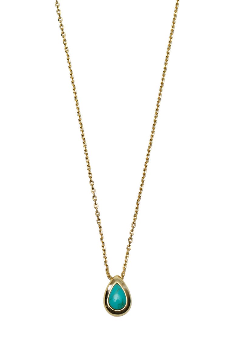 Argento Vivo Sterling Silver Turquoise Teardrop Pendant Necklace, Main, color, 