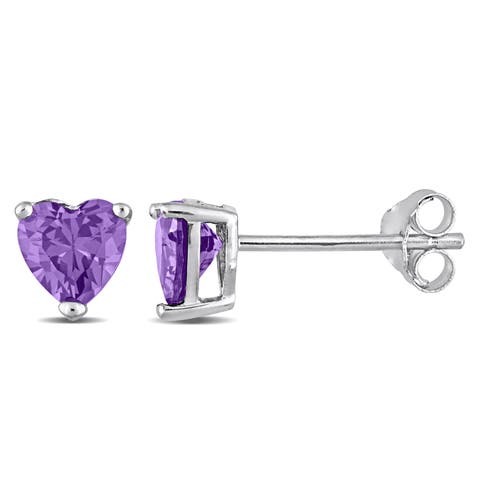 Color Zirconia Heart Stud Earrings