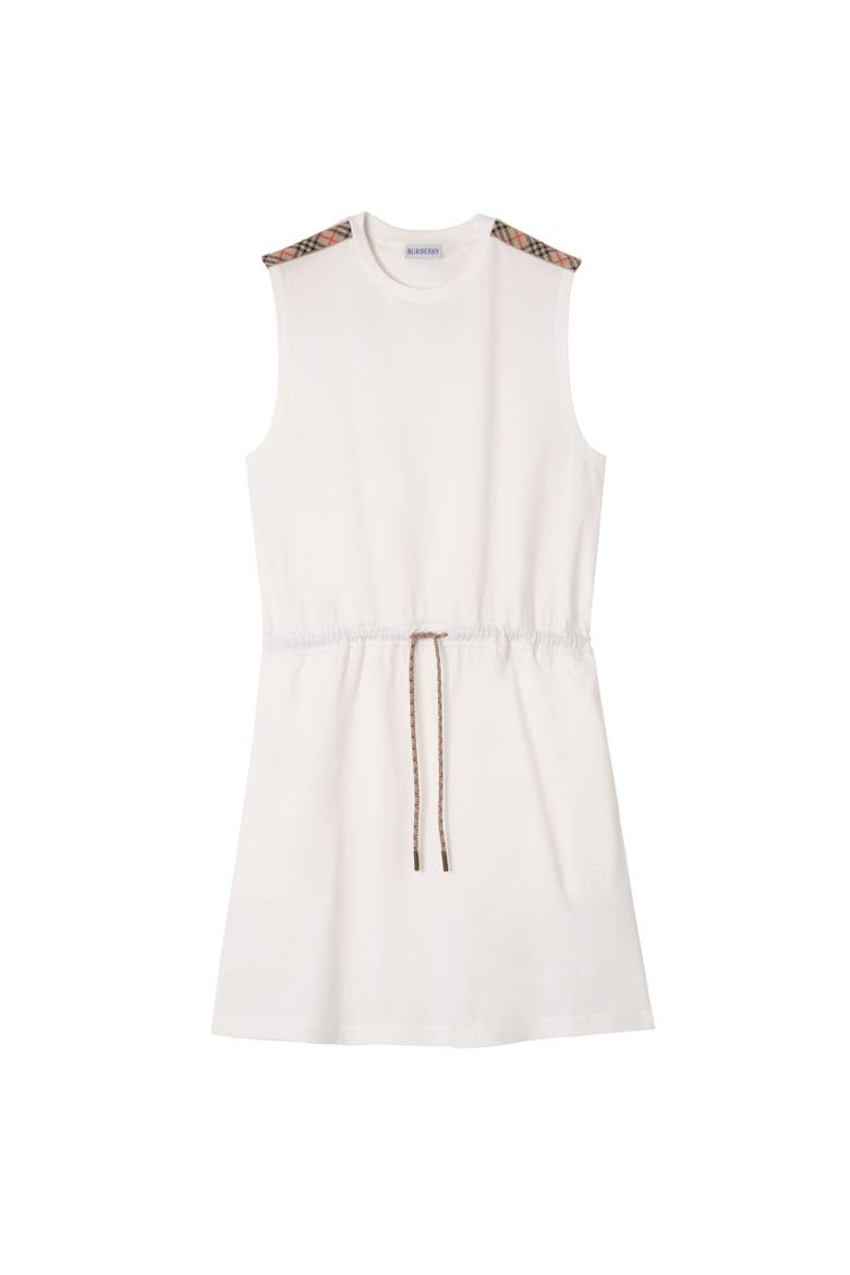Check Trim Cotton Jersey Dress, Alternate, color, Chalk white
