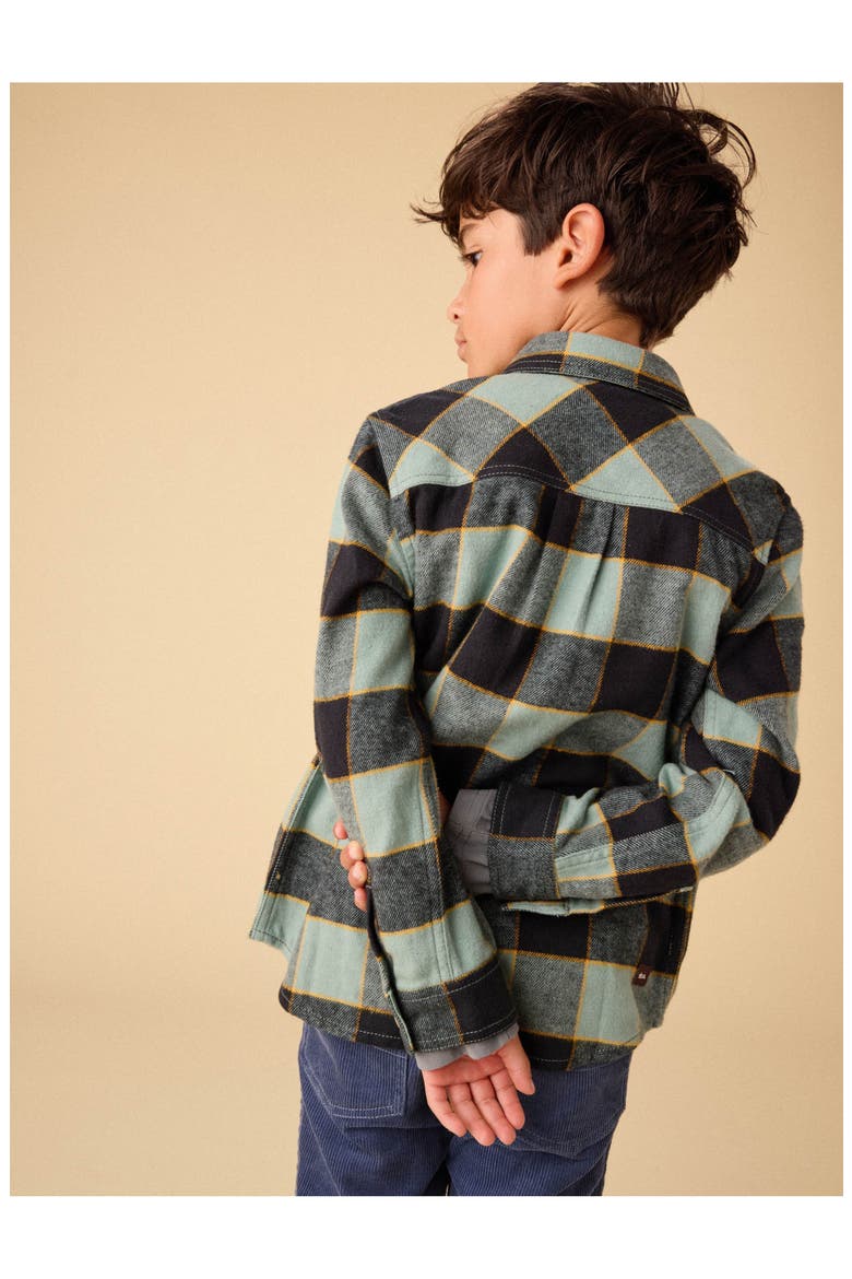 Flannel Button Up Shirt, Alternate, color, Forest Plaid