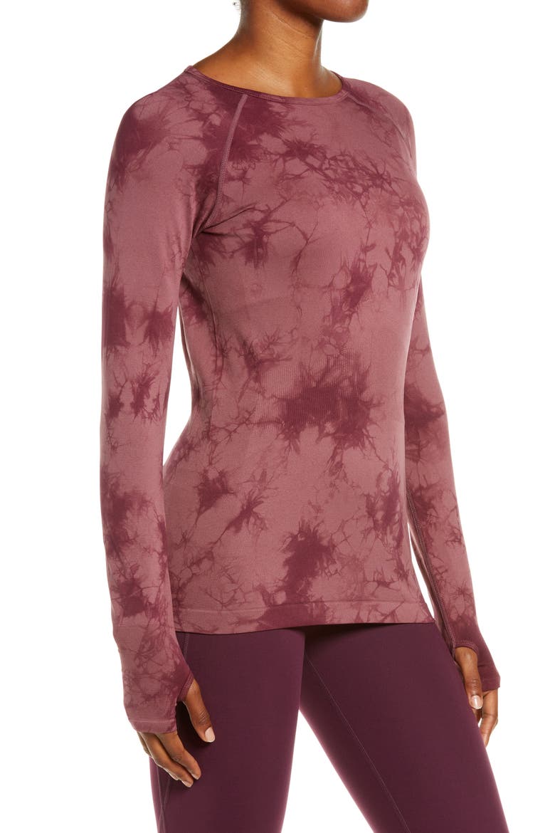 Women's Seamless Wick It Long Sleeve Top, Alternate, color, BURGUNDY LONDON