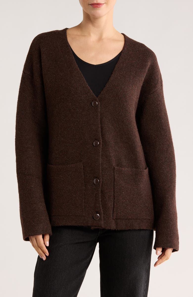 Bobeau Patch Pocket Sweater Coat, Main, color, Dark Chocolate