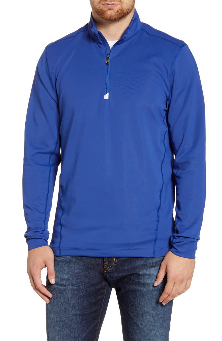 Cutter & Buck Traverse Stretch Quarter Zip Pullover, Main, color, Tour Blue
