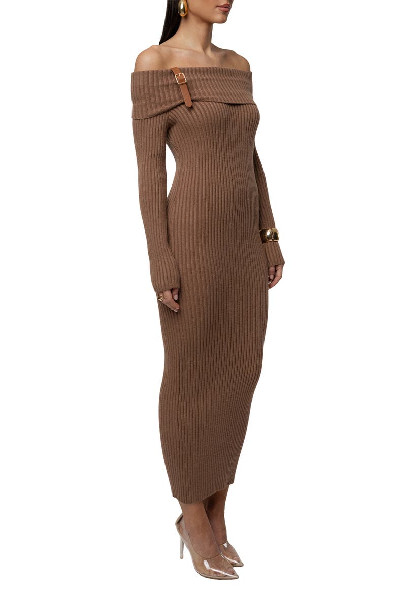 Kira Ribbed Midi Dress, Alternate, color, Tan