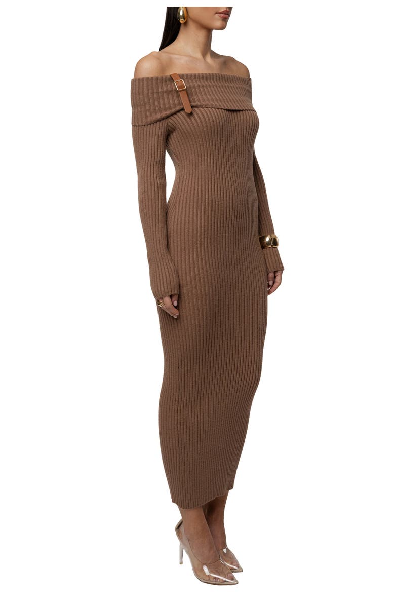 JLUXLABEL Kira Ribbed Midi Dress, Alternate, color, Tan
