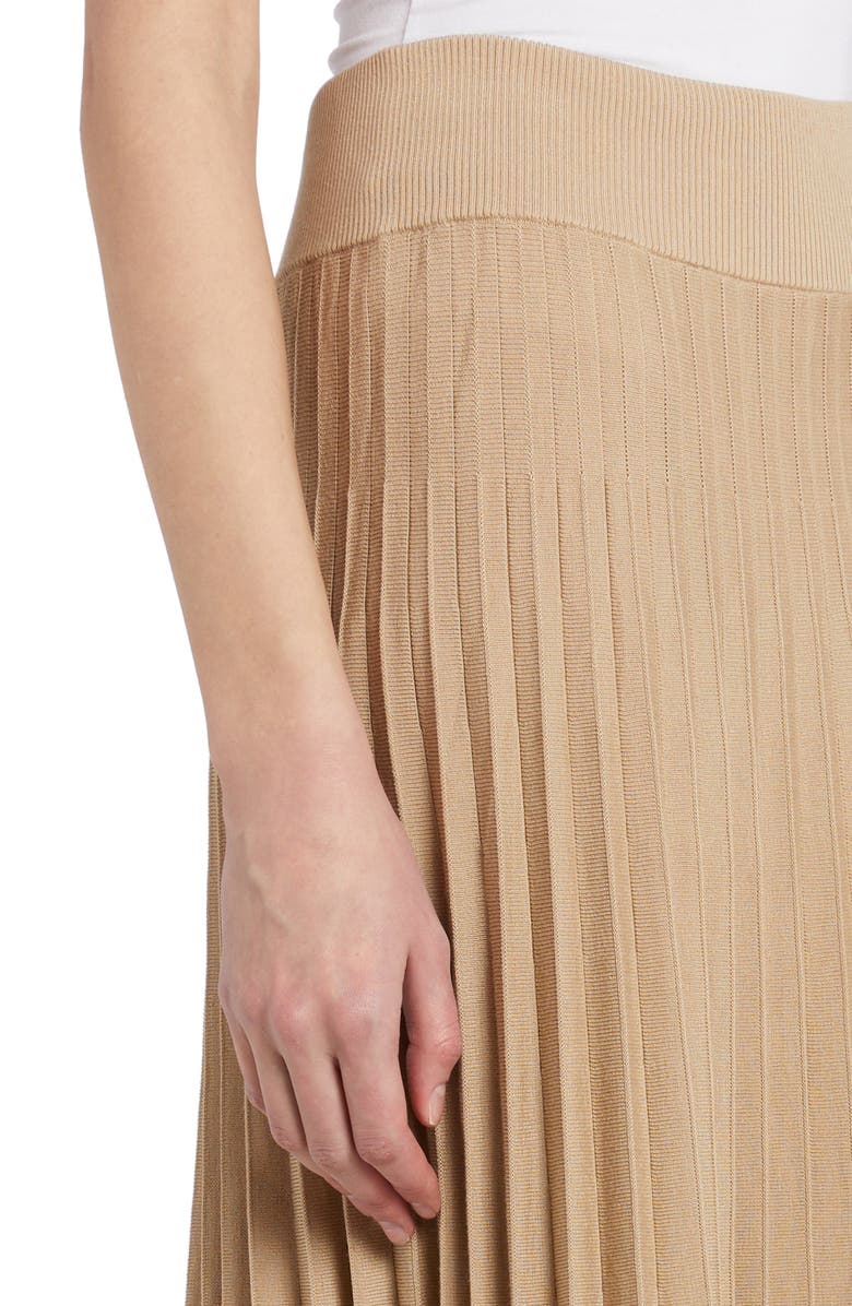 Agnona Pleated Wool & Silk Midi Skirt, Alternate, color,