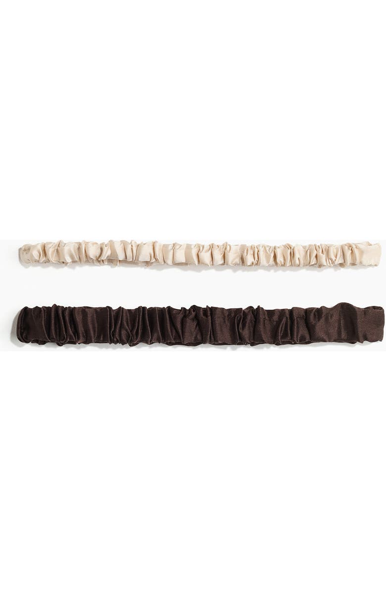 H&M 2-pack Silk Hairbands, Main, color, Dark Brown/Cream
