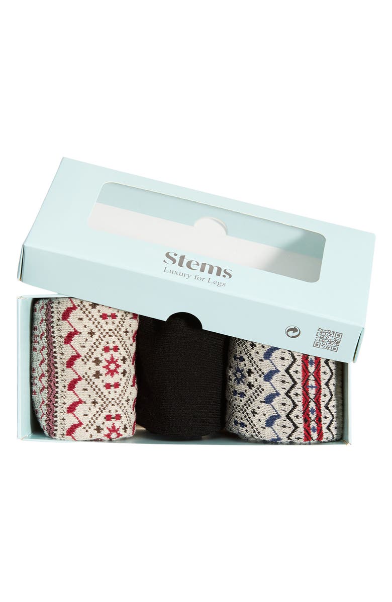 Stems Assorted 3-Pack Snowflake Crew Socks Gift Box, Alternate, color, 