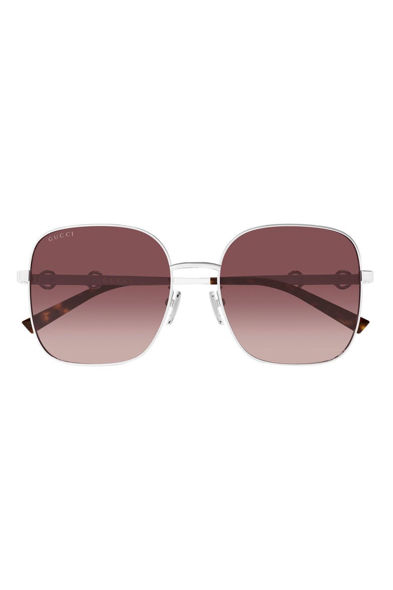 58mm Gradient Rectangular Sunglasses, Main, color, SILVER