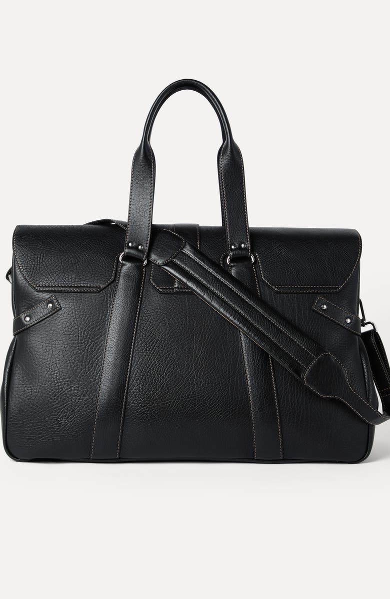 Brunello Cucinelli Grained calfskin Country Weekender bag, Alternate, color, Black