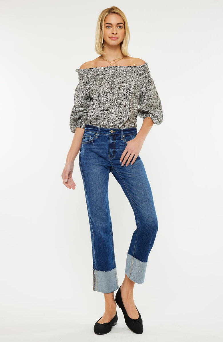 KanCan Gisela Mid Rise Crop Straight Jeans, Alternate, color, 