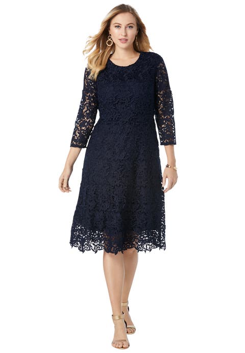 Lace Fit & Flare Dress (Plus Available)