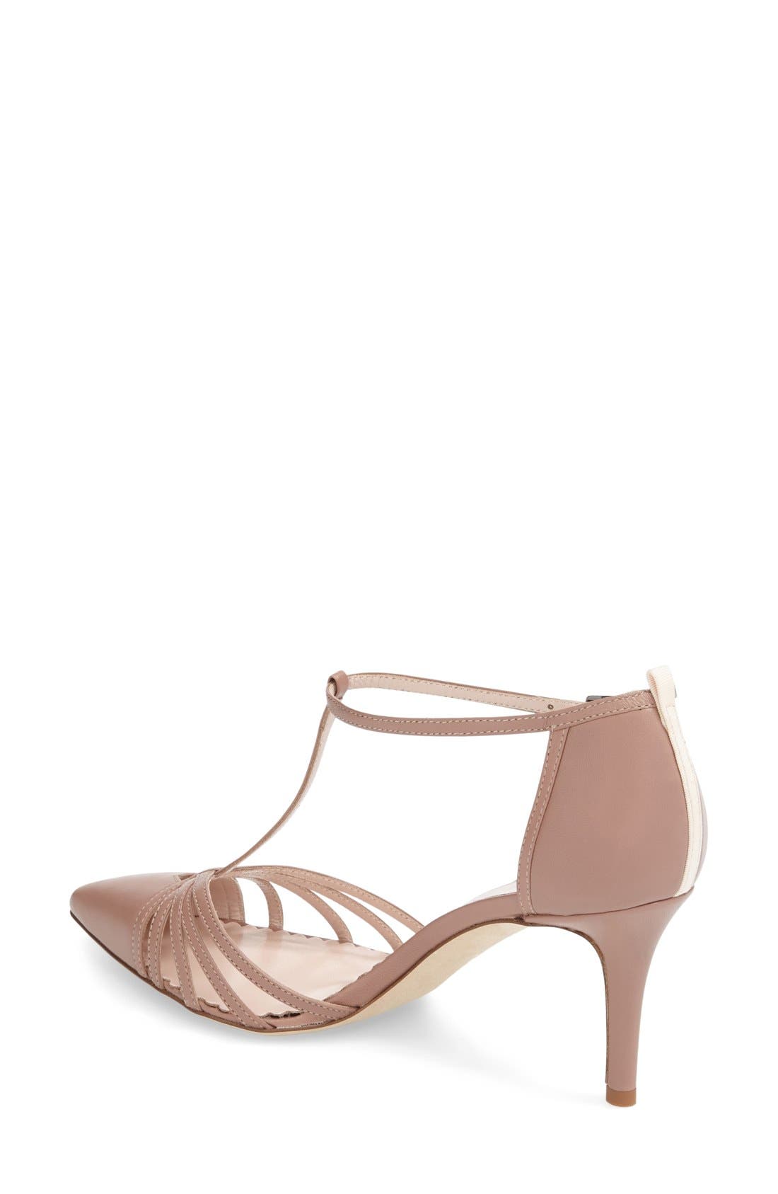'Carrie' T-Strap Pump, Alternate, color, BROWN NAPPA LEATHER