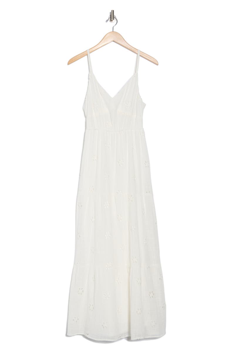 The Good Journey Eyelet Cotton Midi Sundress, Alternate, color, White