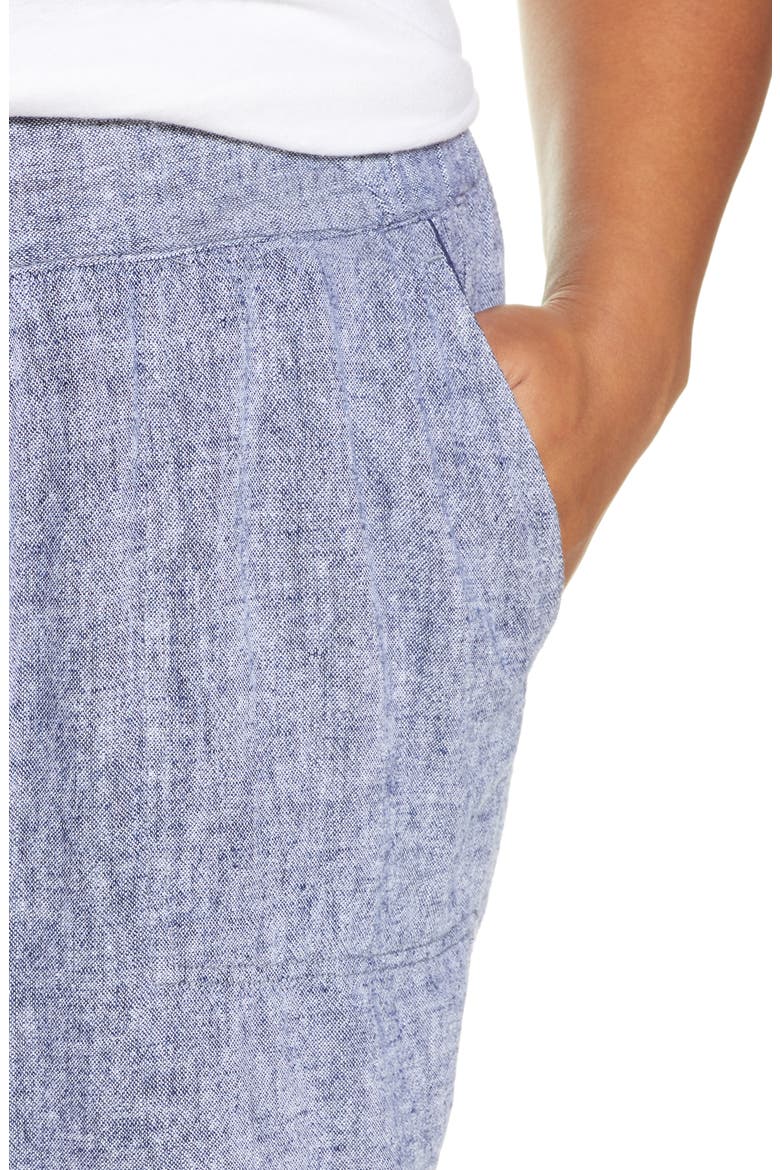 Stripe Linen Shorts, Alternate, color, NAVY CROSSDYE