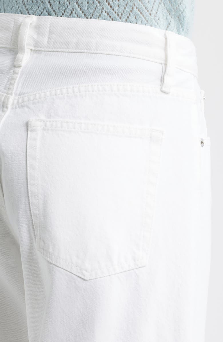 FRAME The Bubble Frayed High Waist Crop Barrel Jeans, Alternate, color, White New Fray