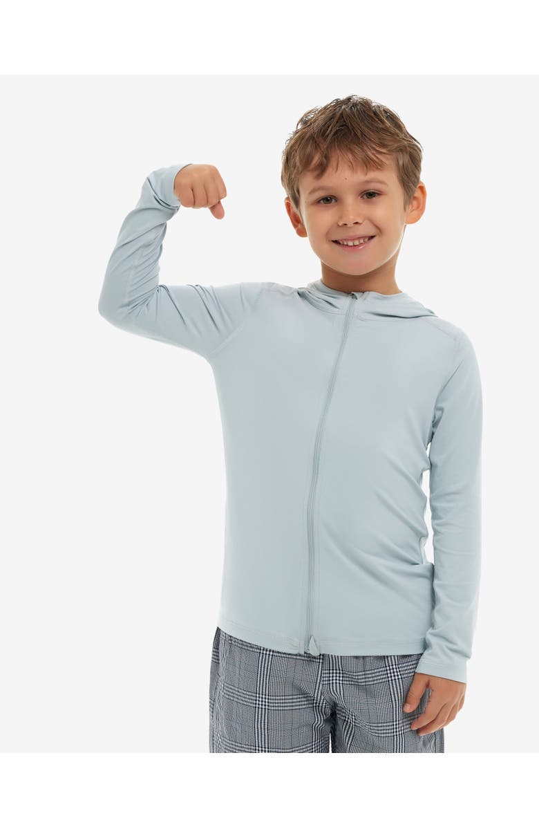 BloqUV Kid's Full Zip Hoodie Top, Alternate, color, Soft Gray