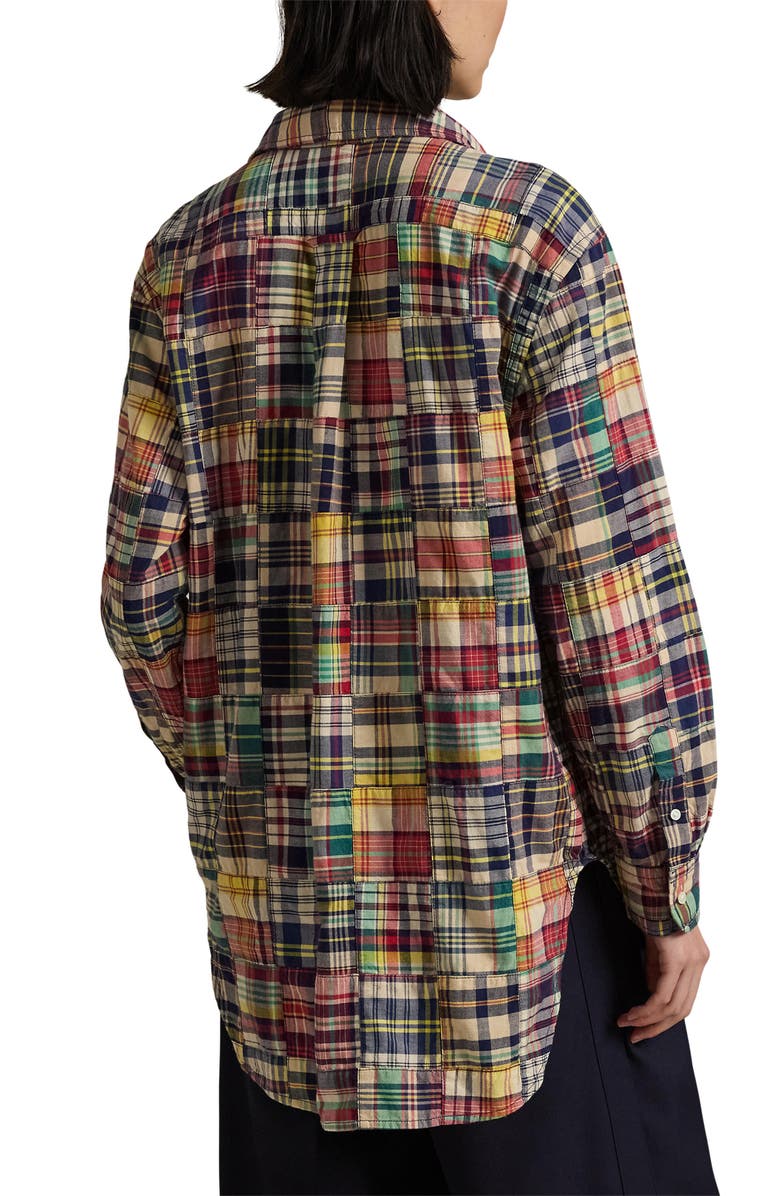 Polo Ralph Lauren Patchwork Oversize Button-Up Shirt, Alternate, color, 